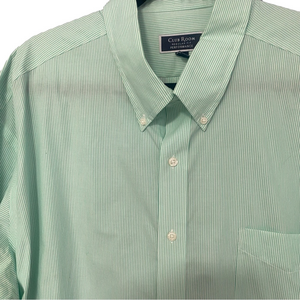 Men's Green white stripe Dress Shirt 18 1/2 34/35 club room
